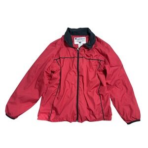 Champion Windbreaker Jacket Mens Large Red‎ Full Zip Lightweight Lined Athletic